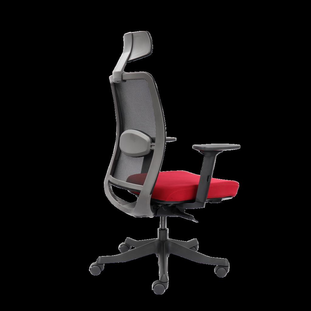 Hệ hỗ trợ cột sống có thể điều chỉnh giúp giảm áp lực vùng thắt lưng khi ngồi lâu.