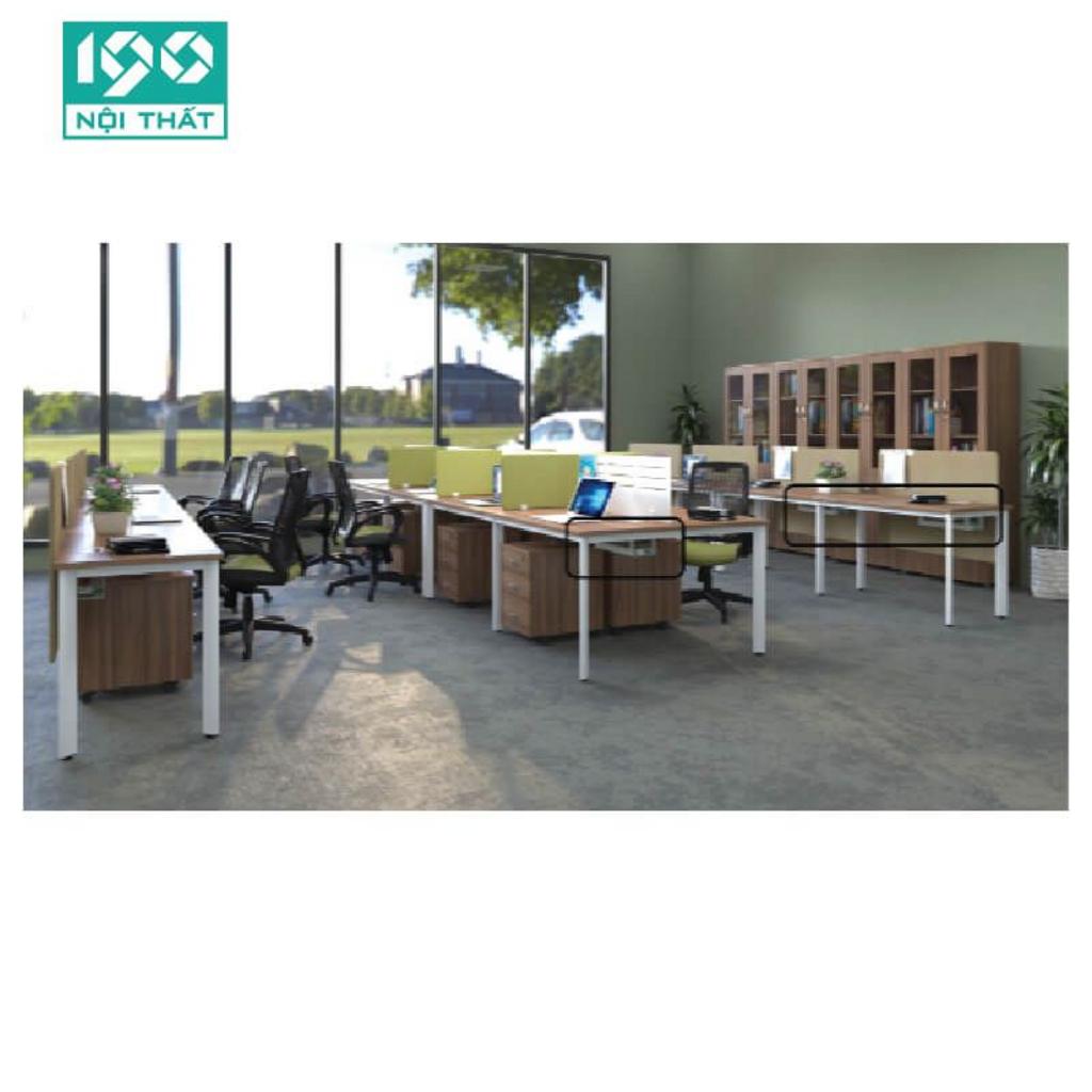 Hình minh họa kích thước và cách lắp đặt Máng điện MD02 dưới mặt bàn.