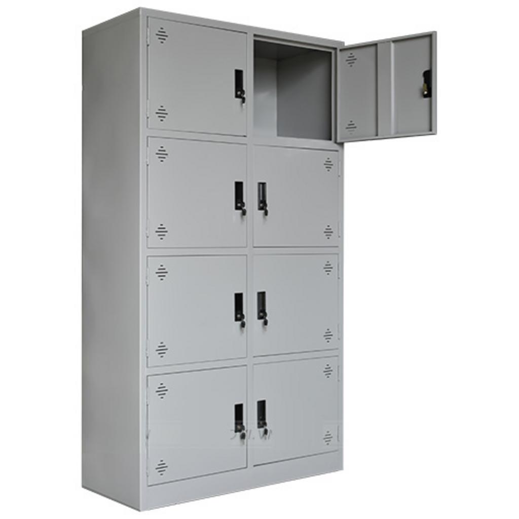 Khóa locker liền tay nắm và tai khóa móc — bảo mật cho từng ngăn.