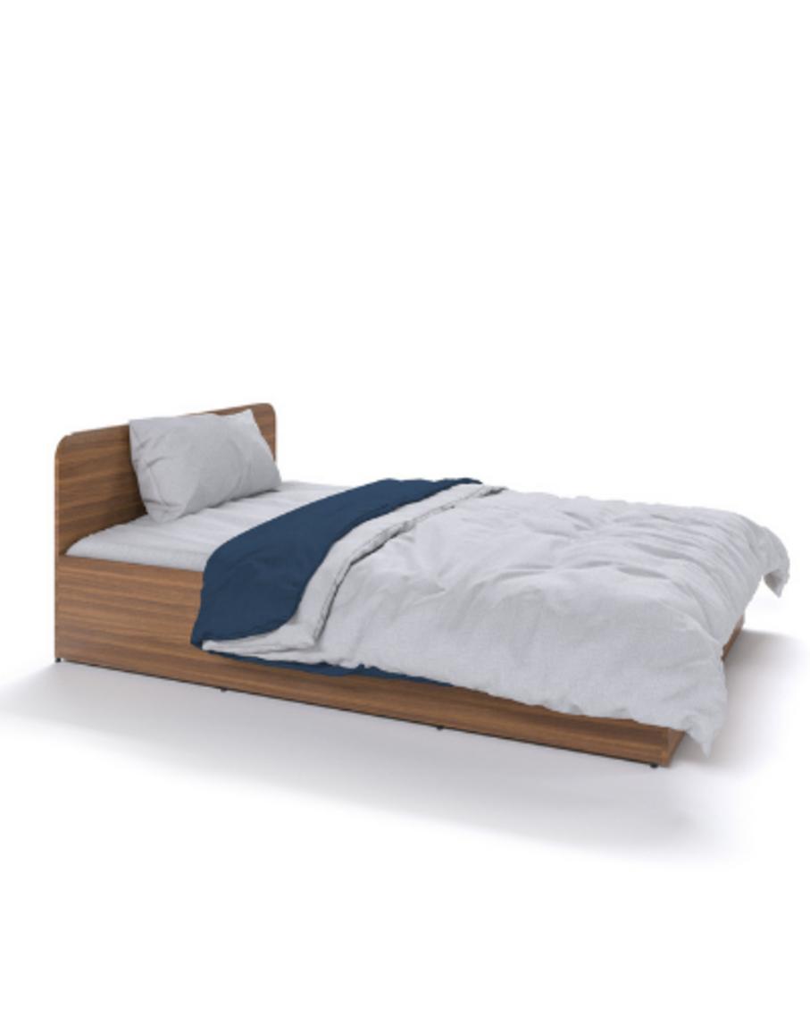 Hình ảnh phối cảnh phòng ngủ nhỏ với Giường gỗ JG01 thể hiện kích thước phù hợp và tiện nghi.