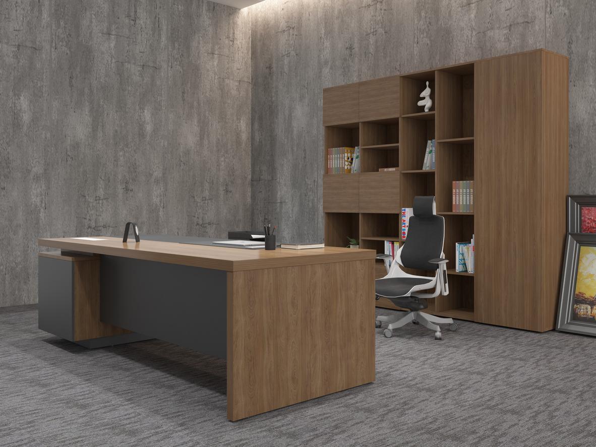 Kích thước W2150 x D1000 đủ không gian cho công việc và tiếp khách.