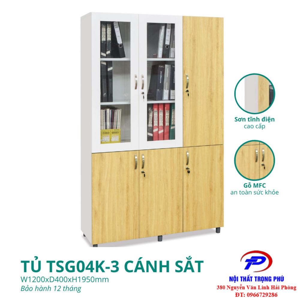 Khung thép sơn tĩnh điện dày giúp tủ TSG04K-3 luôn bền đẹp và chống rỉ sét.