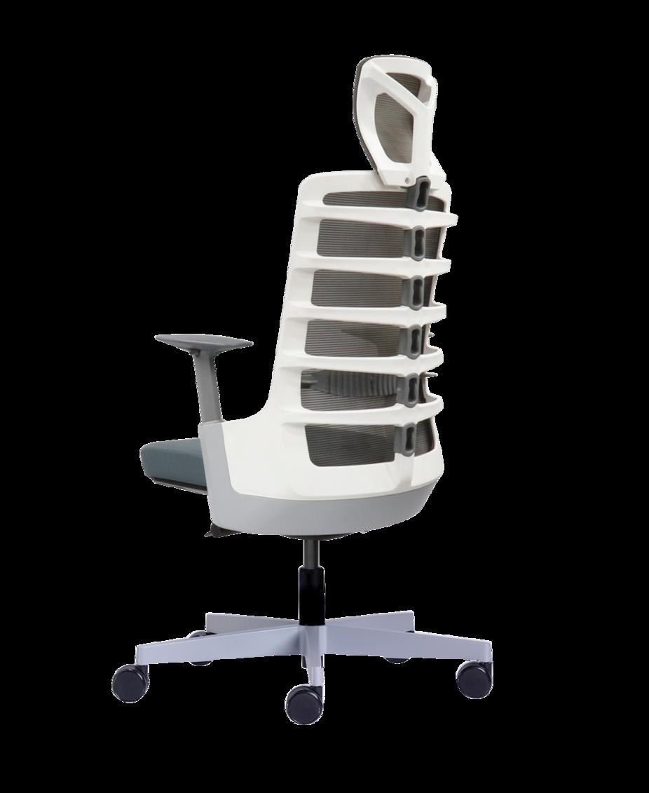 Tay vịn 2D và tựa đầu linh hoạt giúp căn chỉnh tư thế chuẩn.