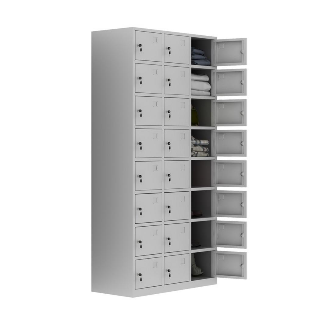 Hình ảnh mô tả cấu tạo 3 khoang với 24 ngăn locker độc lập có khóa riêng.