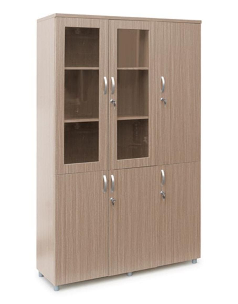Thiết kế 3 buồng đa năng với 2 cánh kính có khóa an toàn của Tủ gỗ TG04K-3.