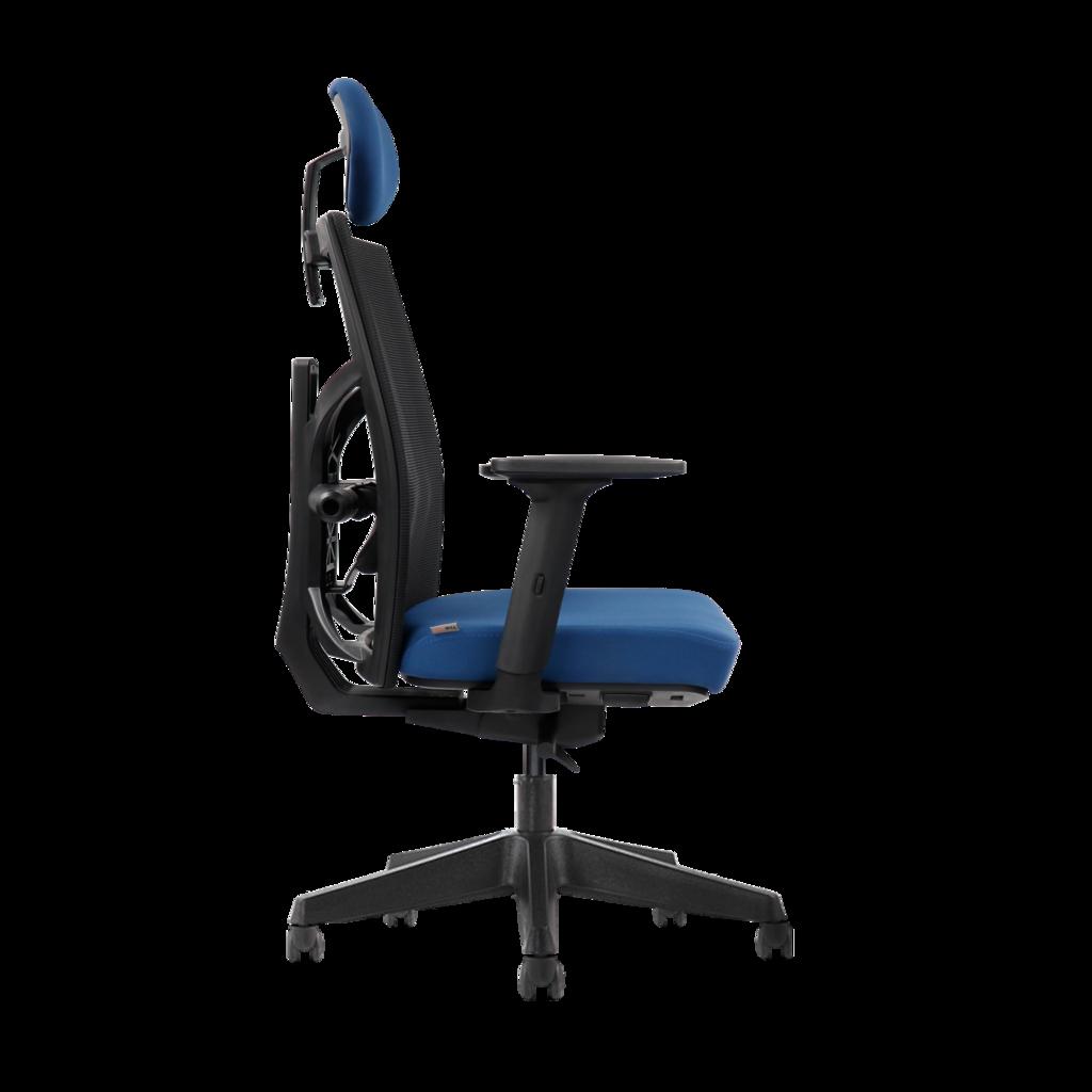 Tựa đầu điều chỉnh (chiều cao & góc) giúp giảm mỏi cổ khi làm việc lâu.