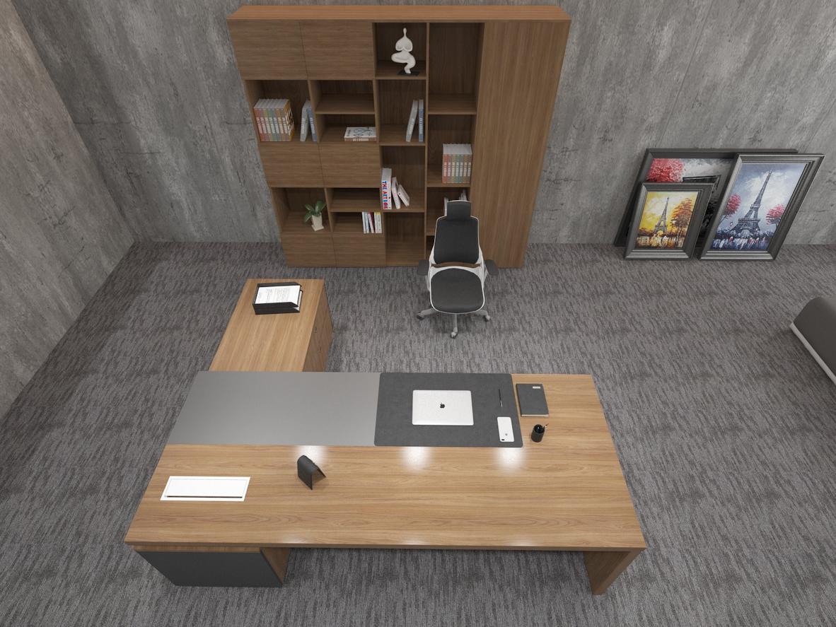 Tủ phụ liền: 3 ngăn kéo và khoang CPU giúp không gian làm việc gọn gàng.