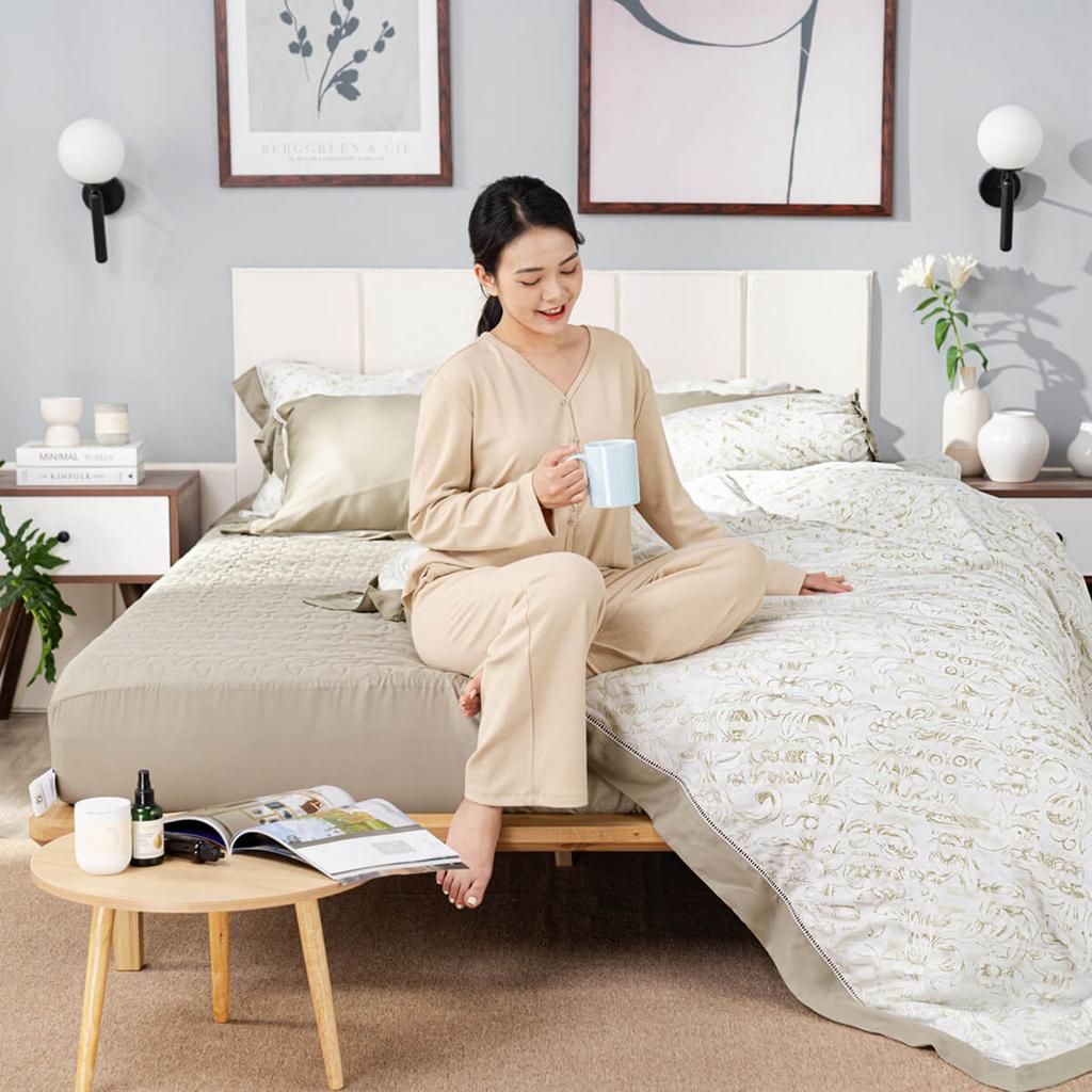 Bộ chăn ga Amando Jamila LC006 - mềm mượt Lyocell, thiết kế thanh lịch.