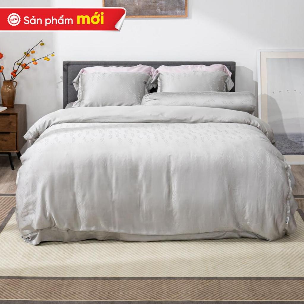 Bộ chăn ga Lụa tencel cao cấp Amando Lagom 5 chi tiết Màu Xám