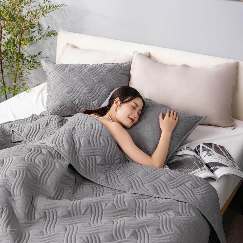 Bộ chăn chần, vỏ gối Microfiber mềm mại, kháng khuẩn Amando Luna 3 chi tiết