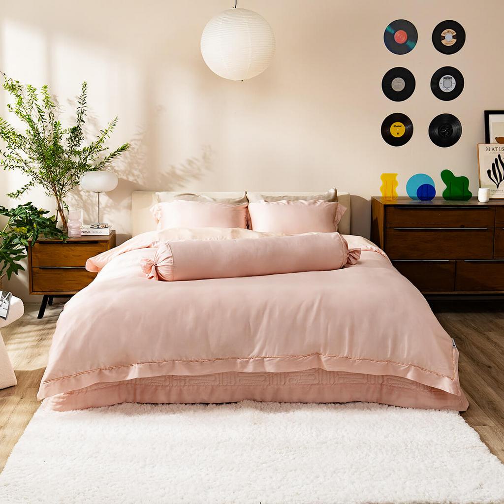 Bộ chăn ga phủ chần Lụa Tencel cao cấp Amando Élan 5 chi tiết TC002