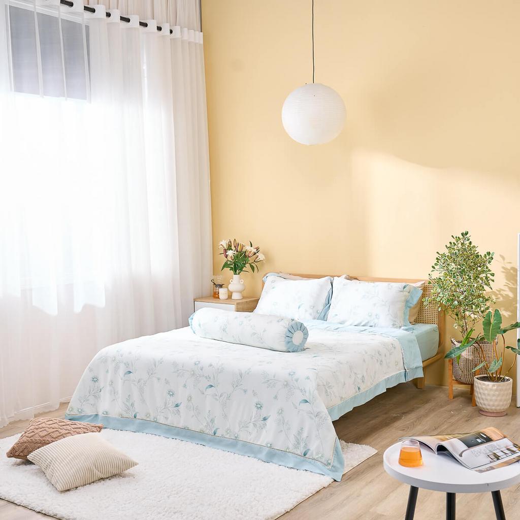 Bộ chăn ga chun sợi gỗ thiên nhiên Amando Jamila 5 chi tiết LC011