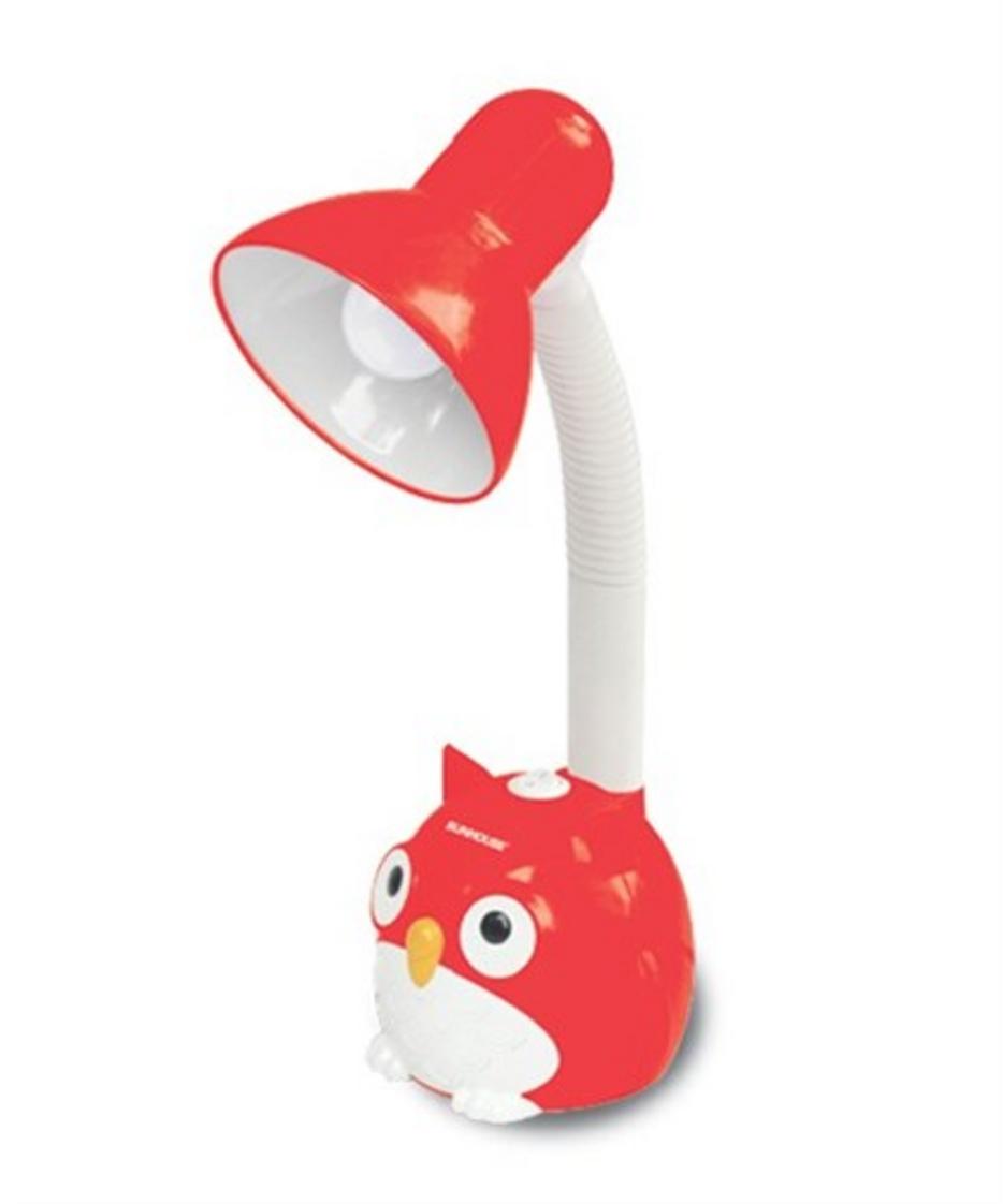 Đèn bàn SUNHOUSE SH-SL-02R — thiết kế ‘cú mèo’, đầu xoay 360° và đui E27 dễ thay.