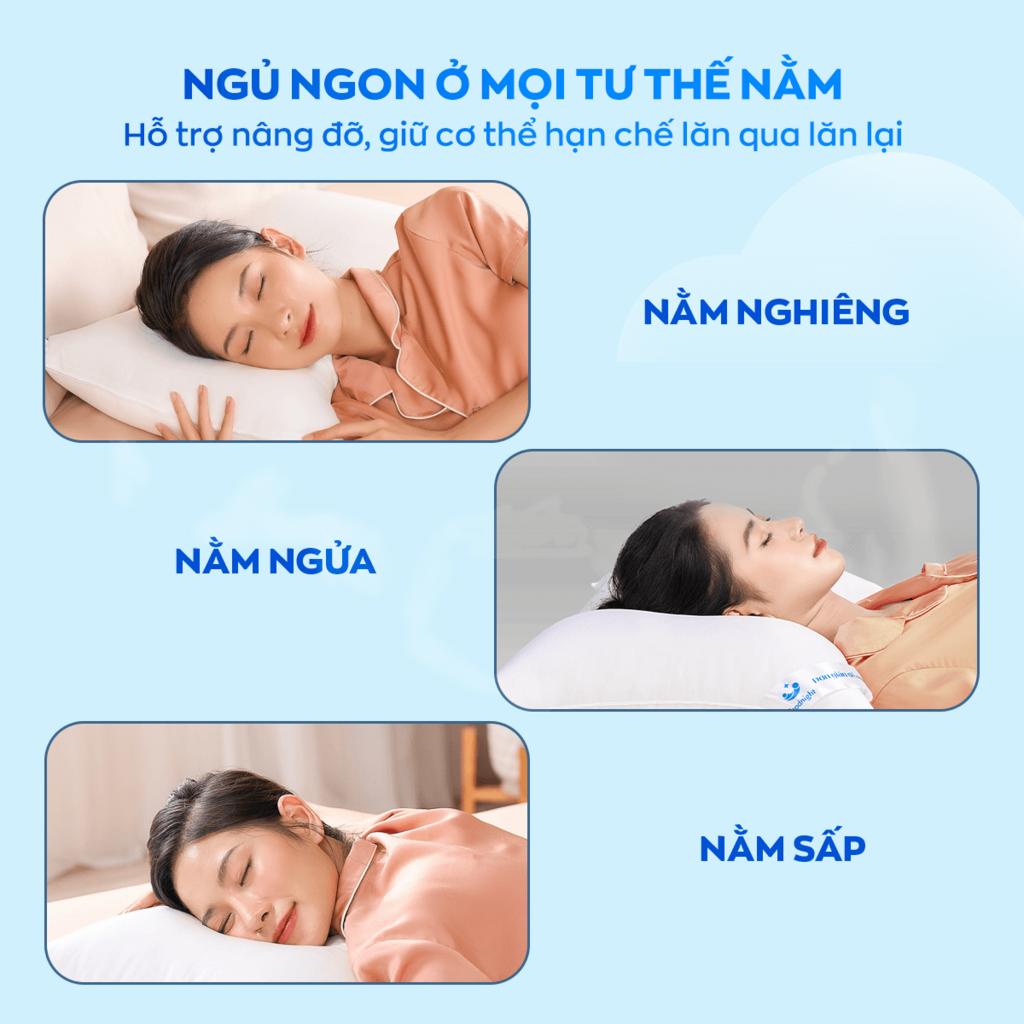 Thiết kế ôm cổ, hỗ trợ tư thế ngủ tự nhiên.