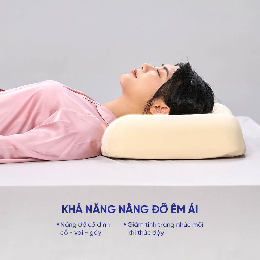 Độ cao ~8–10 cm tối ưu cho cân bằng cổ và vai.