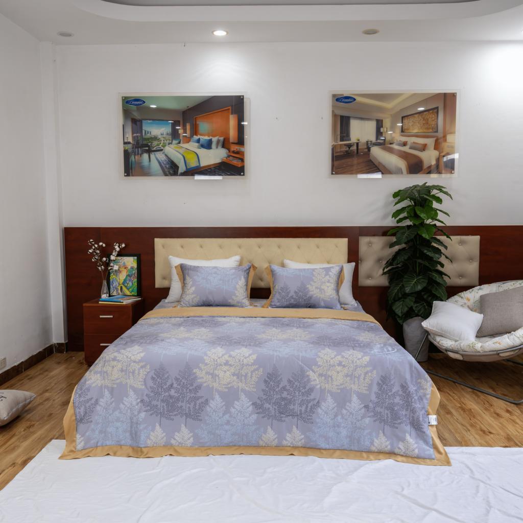 Cận cảnh sợi Tencel — bề mặt bóng mịn, dệt mật độ cao.