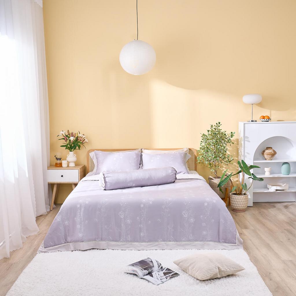 Bộ chăn ga chun sợi gỗ thiên nhiên Amando Jamila 5 chi tiết LC012