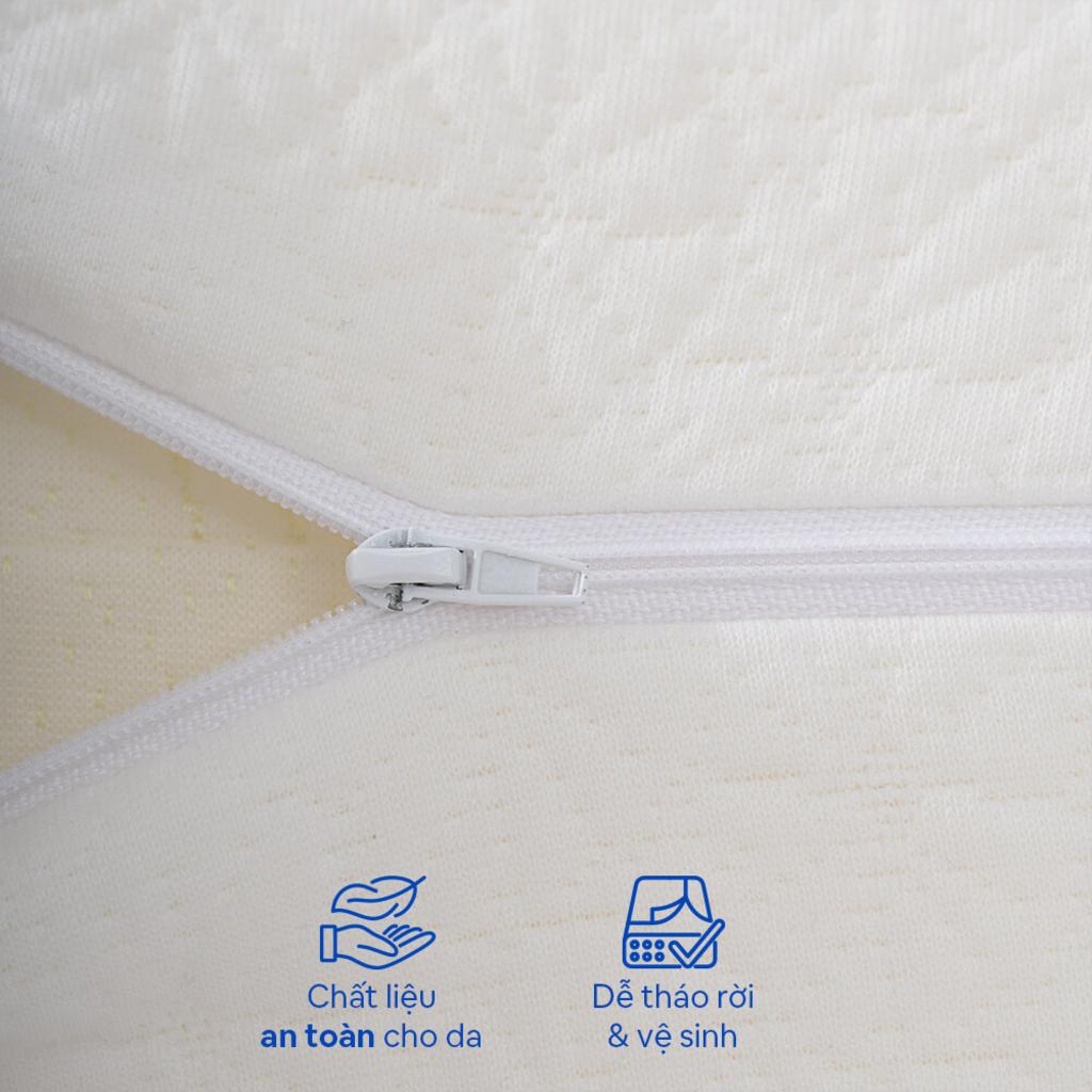 Thiết kế lượn sóng ôm cổ, hai mức độ cao cho mọi tư thế ngủ.