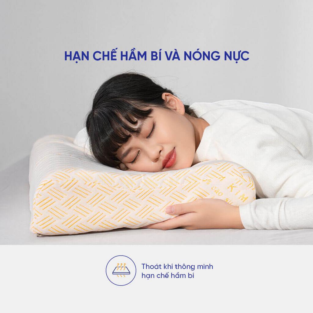 Gối cao su Kim Cương lượn sóng B — thiết kế Siny B ôm sát cổ vai cho giấc ngủ thư thái.
