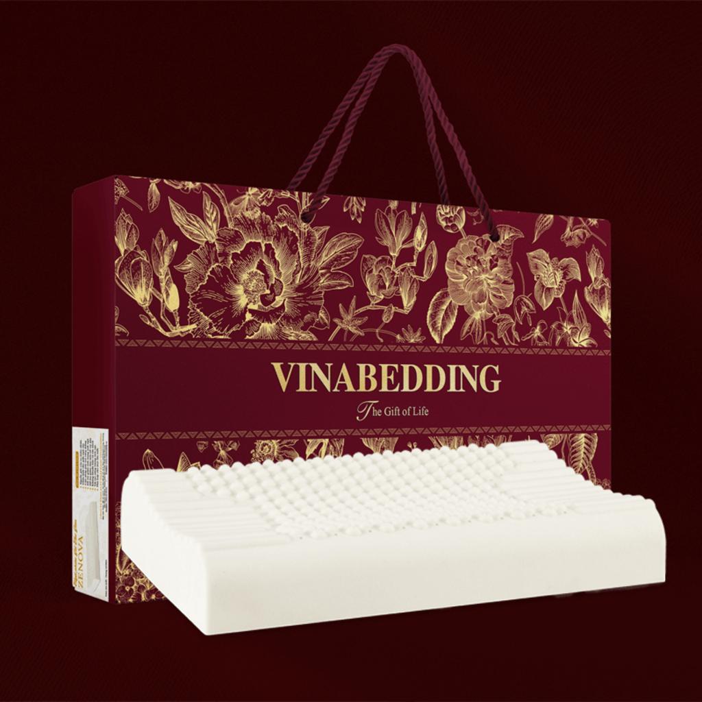 Gối cao su Vinabedding Zenova — thiết kế công thái học, lõi cao su thiên nhiên, thoáng khí.