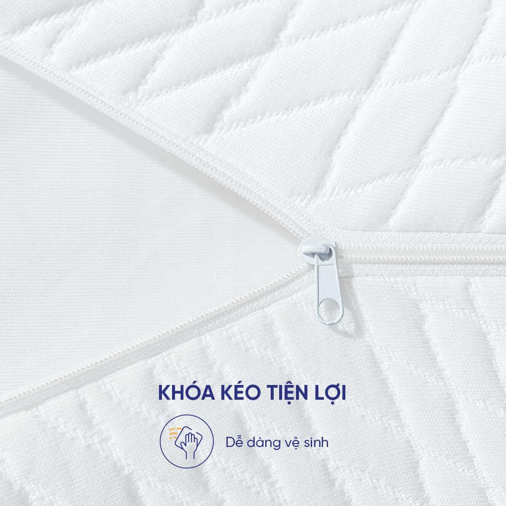 Hai mức nâng 8–10 cm giúp tùy chỉnh theo tư thế ngủ.