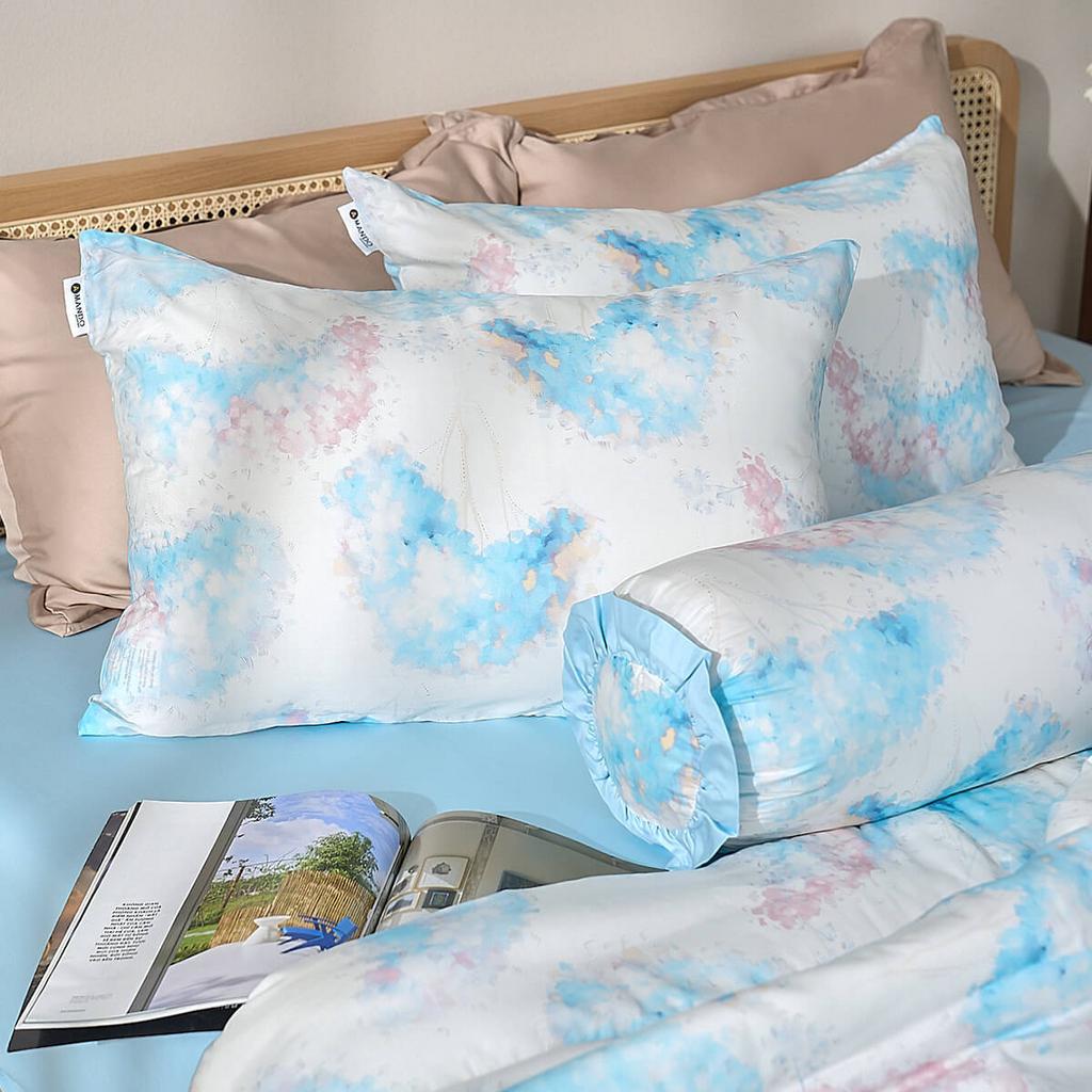 Bộ ga chun Tencel Amando Aleena — mềm mịn, thoáng mát, hoàn chỉnh 5 chi tiết.