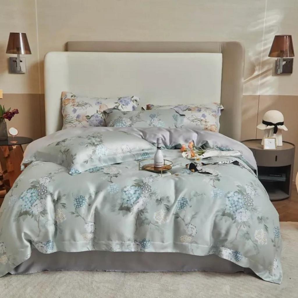 Bộ ga chun Lụa Tencel Amando Bliss TC008 – cảm giác mát và mềm ngay khi chạm.