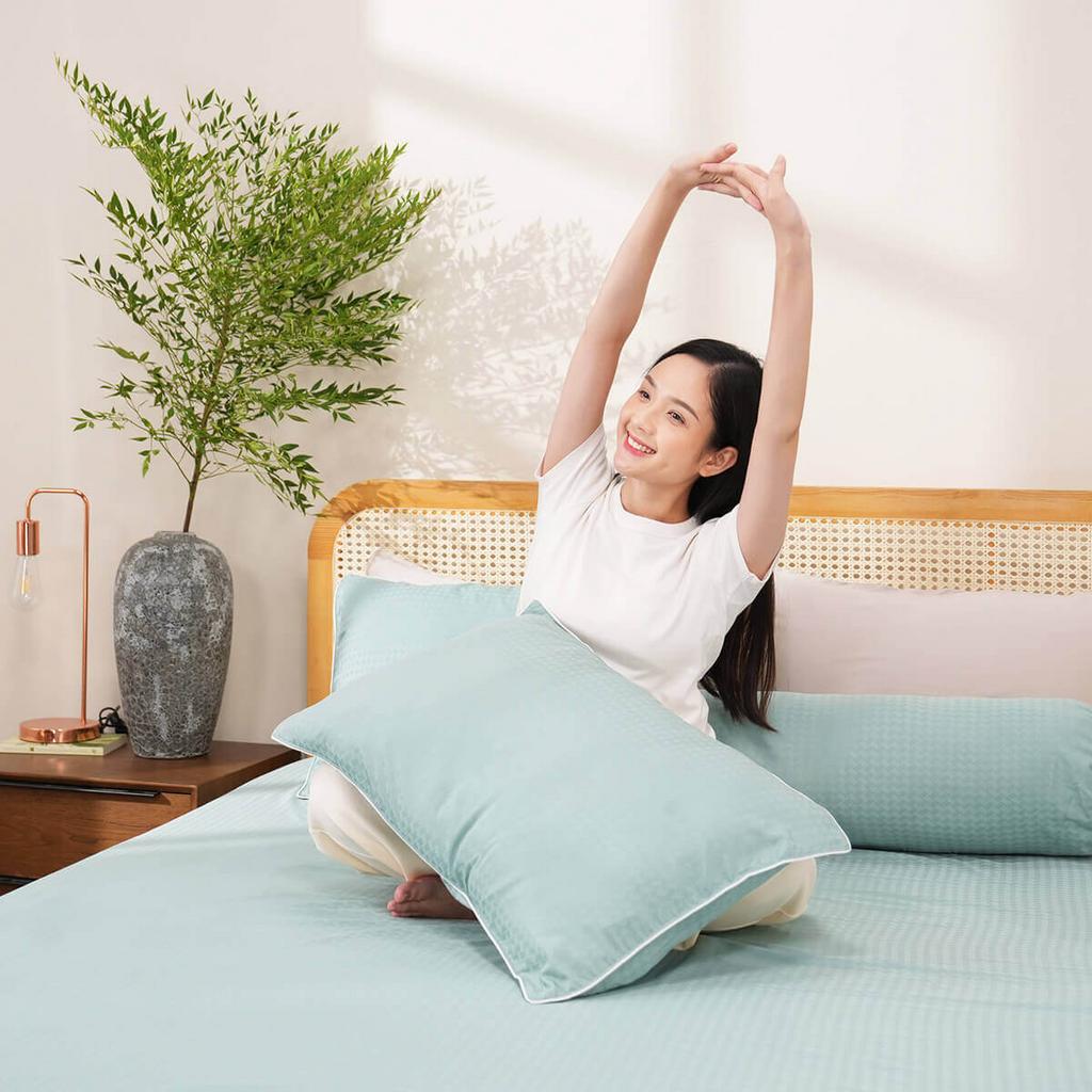 Bộ ga chun Amando Ellie Màu Xanh ngọc — vải jacquard mềm mịn, tôn màu phòng ngủ.