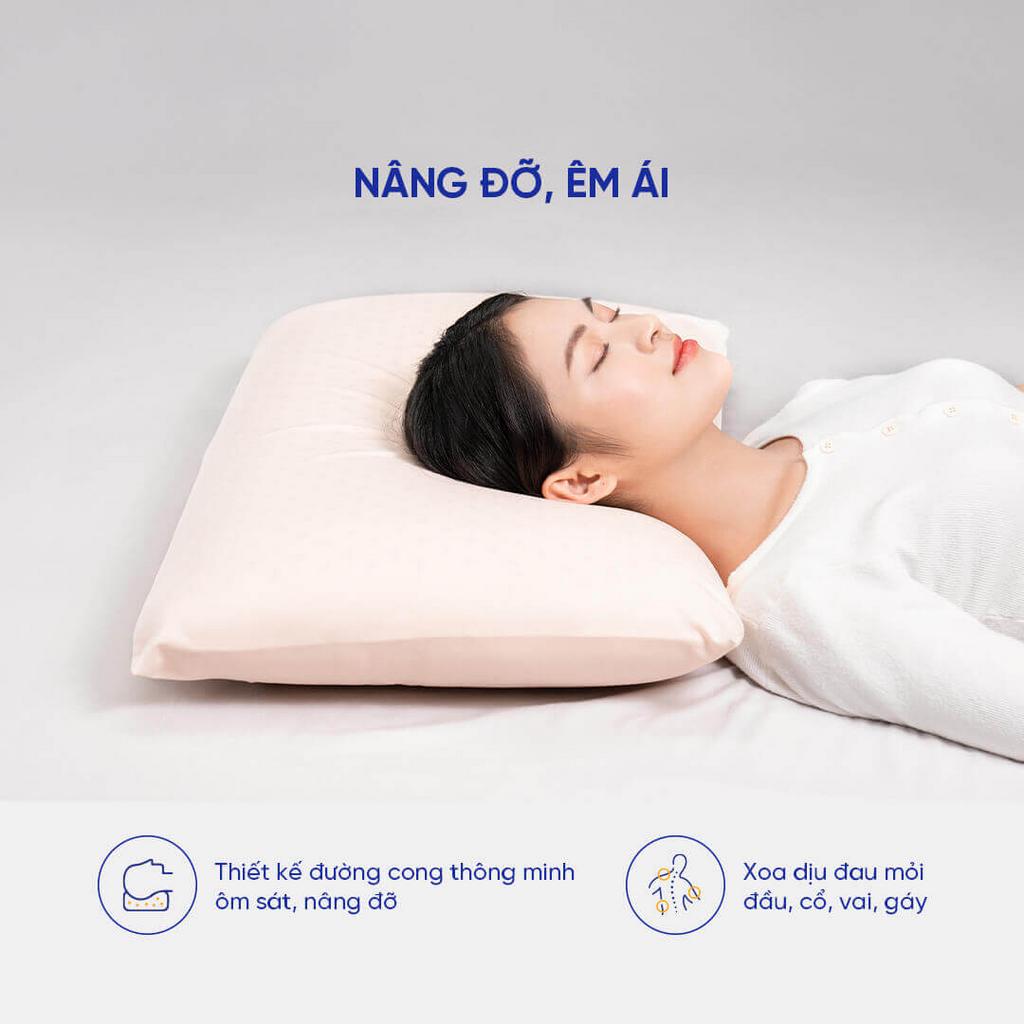 Gối Cao Su Liên Á Oval — góc nhìn tổng quan trên nền phòng ngủ hiện đại