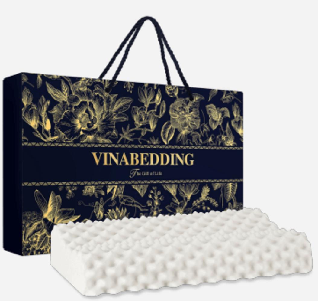 Gối cao su Vinabedding Somina — 100% cao su thiên nhiên, thiết kế công thái học.