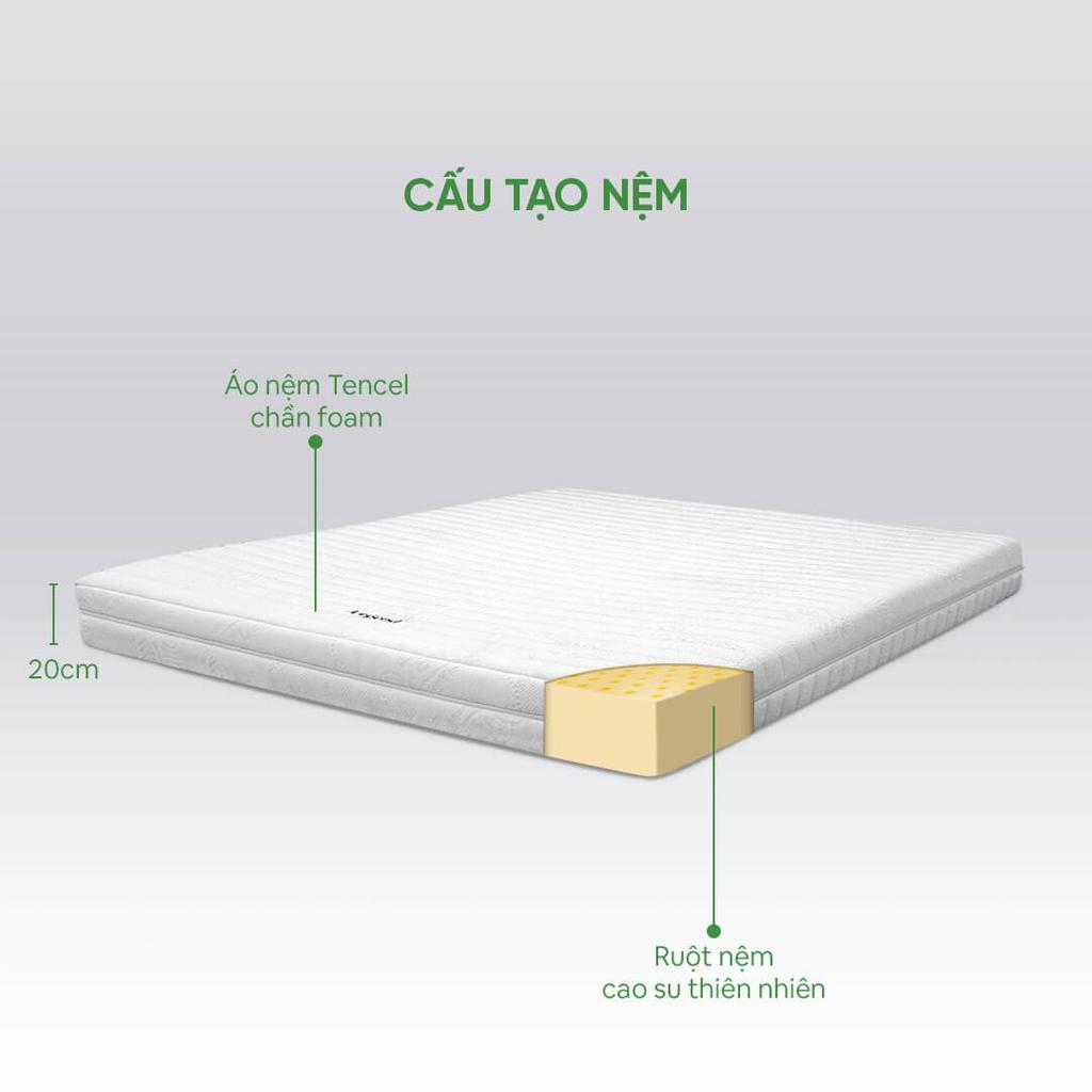 Ảnh hero Nệm Gummi Legend đặt trên giường hiện đại, làm nổi bật thiết kế và độ dày 20cm.
