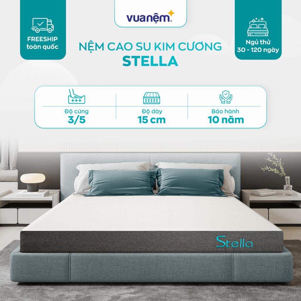 Nệm Kim Cương Stella 15cm — nâng đỡ vùng cột sống, kháng khuẩn và thoáng mát cho khí hậu Việt.