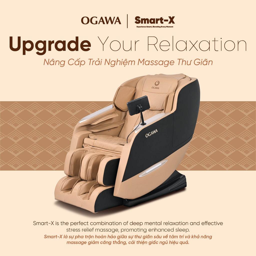 Ghế massage Ogawa Smart-X — thiết kế sang trọng, thư giãn toàn thân.