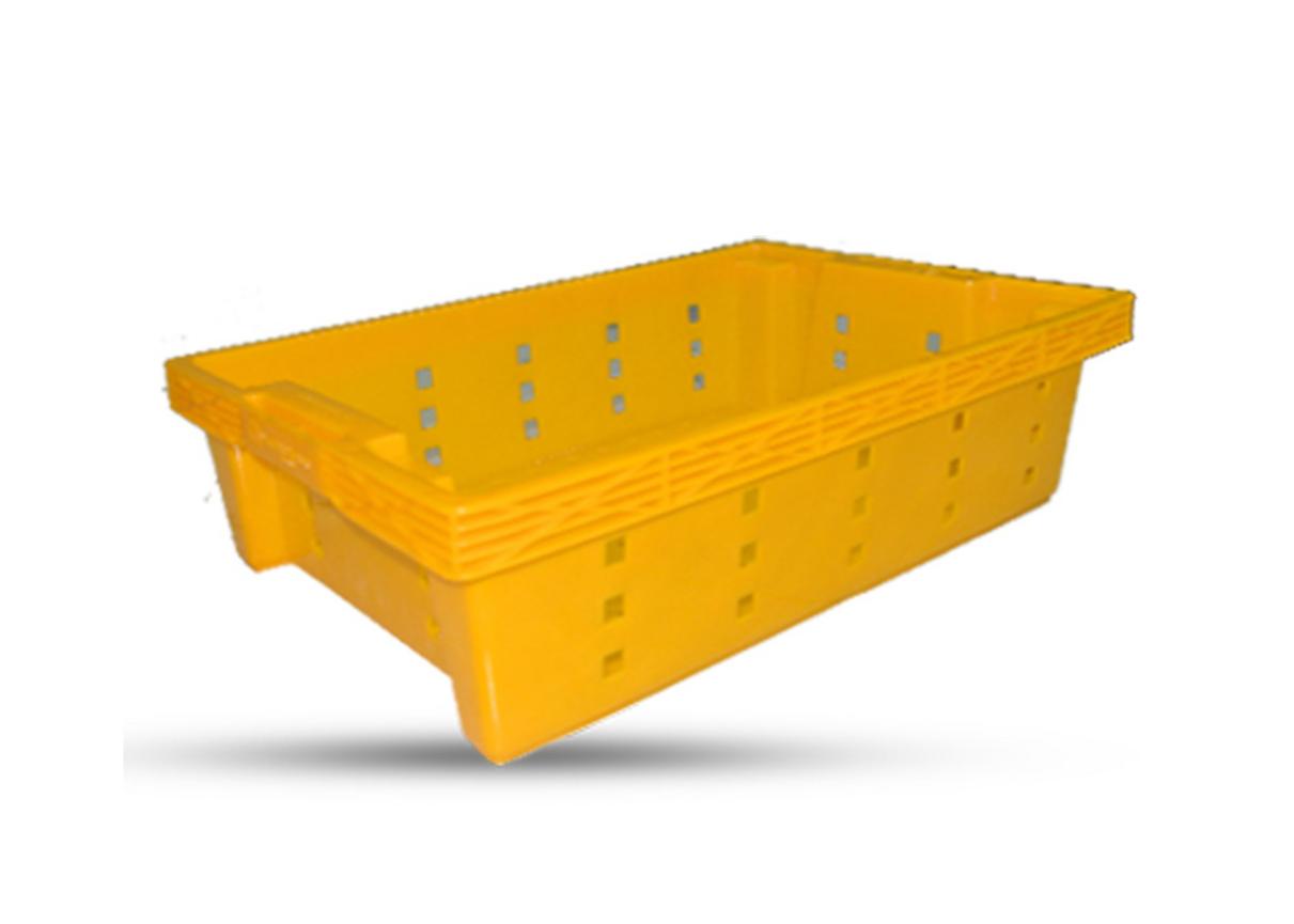 Sóng cá HDPE No.H006 — 525x350x150mm, nhiều màu để phân loại nhanh; bền, dễ vệ sinh.