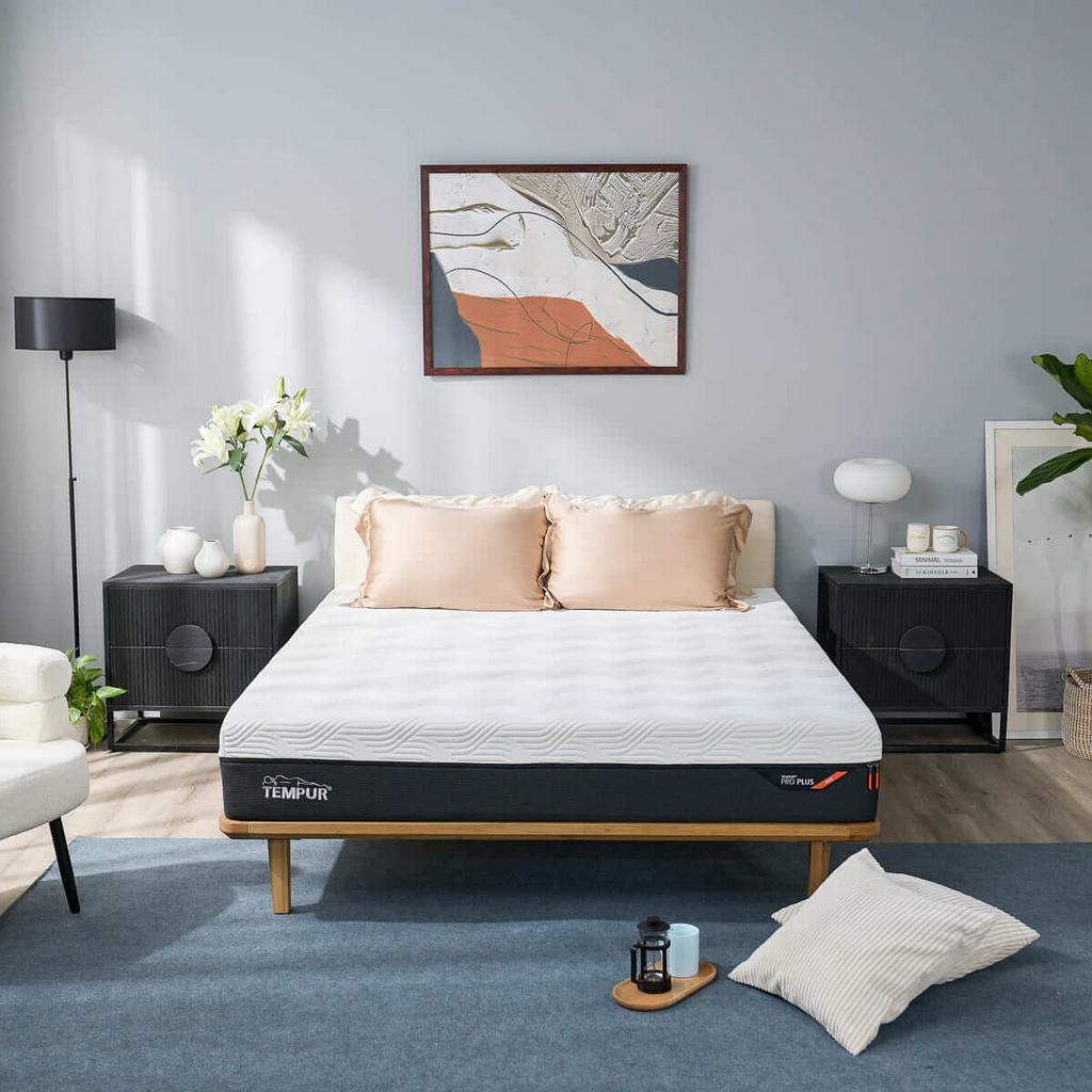 Phiên bản giới hạn Tempur Pro Plus Firm 25cm — ảnh chụp thực tế, hiển thị vỏ SmartCool™ và dáng nệm 25cm.