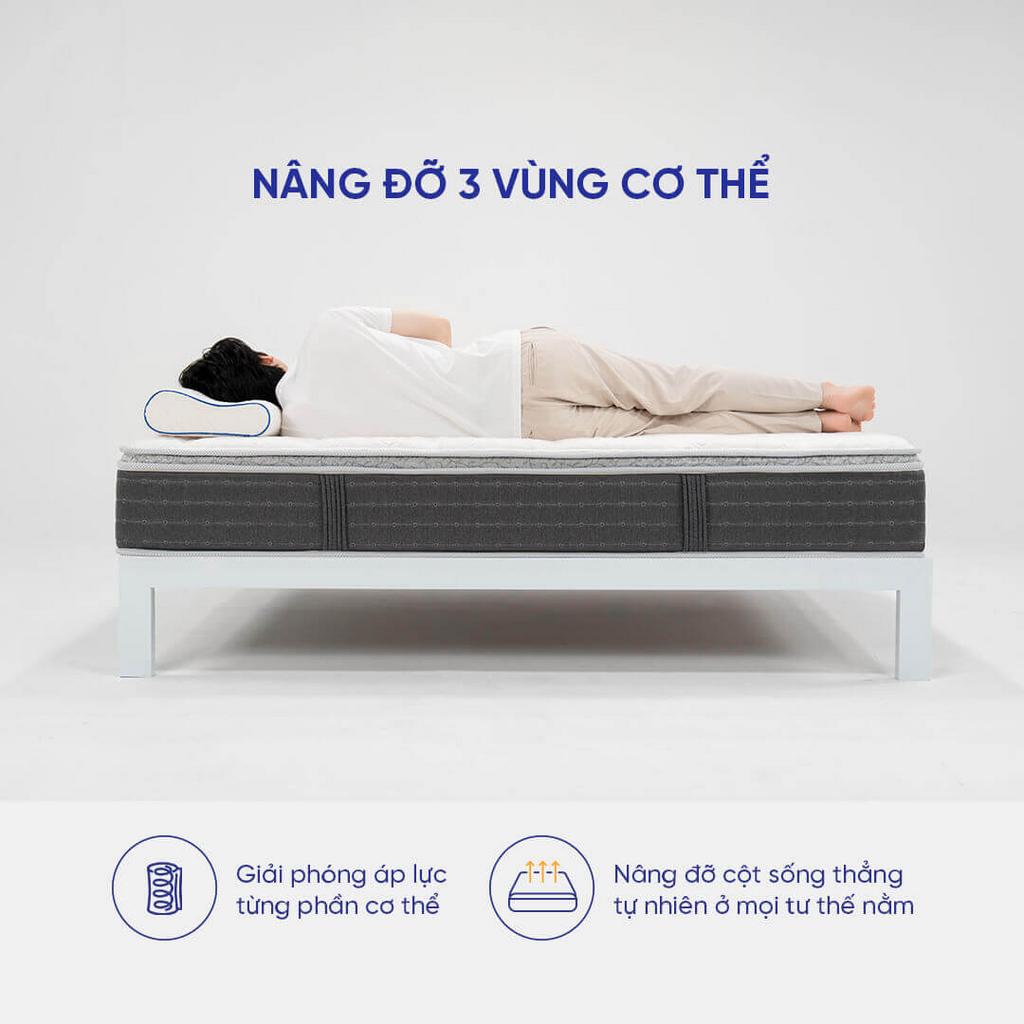 Hero shot: Nệm Therapedic Premium Innergy 28cm trong phòng ngủ hiện đại.