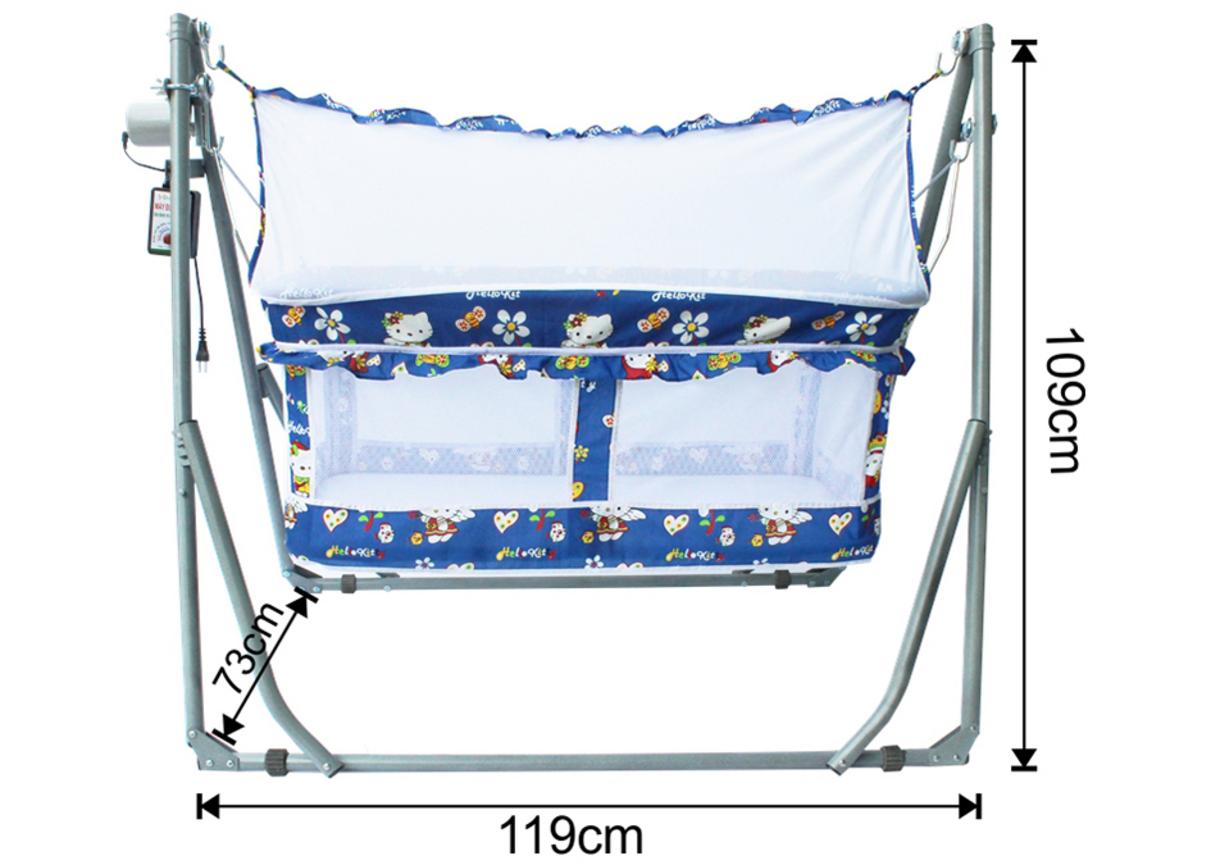 Võng nôi điện No.X008 trong phòng bé: đưa êm, thiết kế gọn, phù hợp cho trẻ sơ sinh.