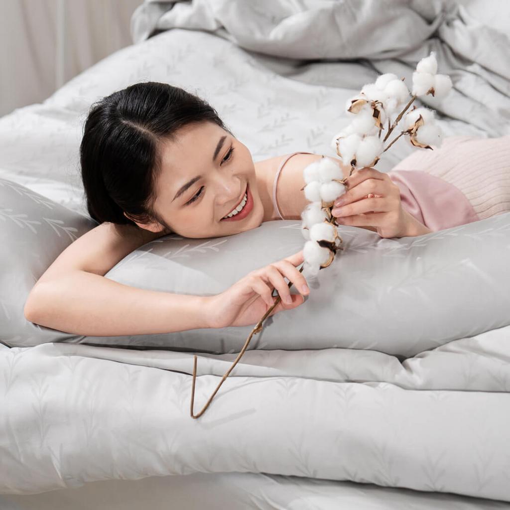 Bộ chăn ga Lụa tencel cao cấp Amando Lagom 5 chi tiết Màu Xám