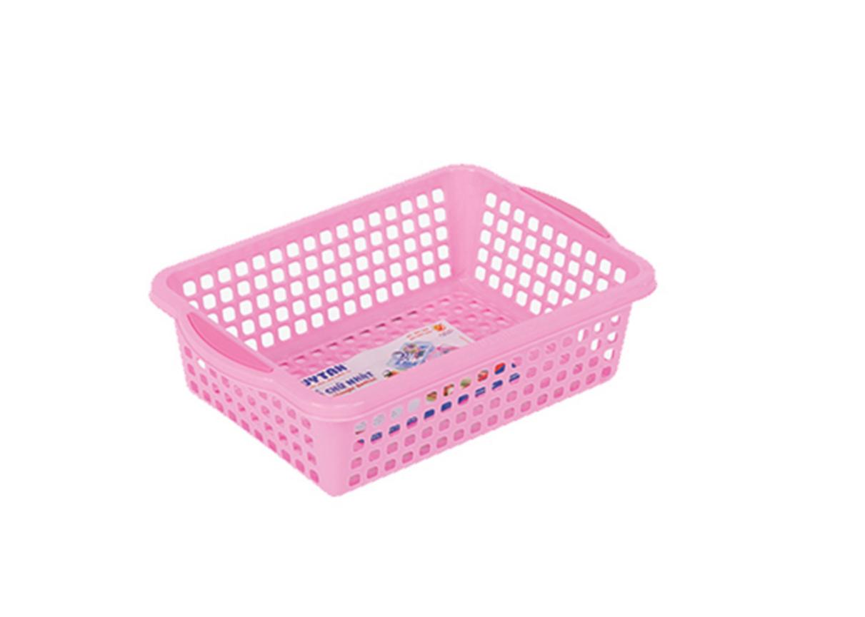 Rổ chữ nhật 1 Tấc 7 (PP) — kích thước vừa vặn để đựng rau quả, gọn gàng trên bàn bếp.