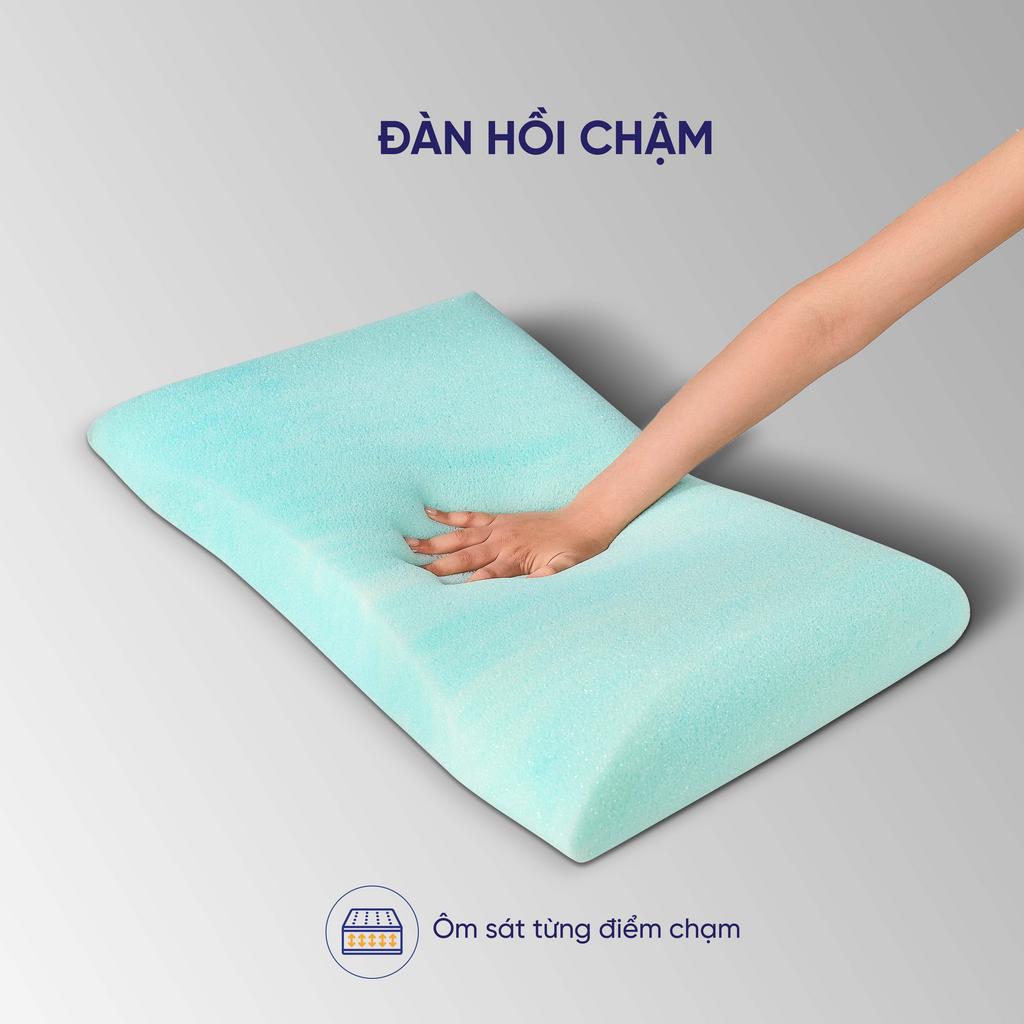 Kích thước 40x60 cm, độ dày 8–12 cm phù hợp cho người ngủ nghiêng.