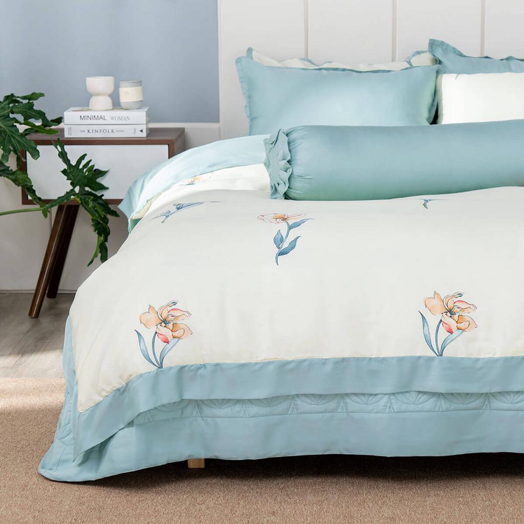 Bộ chăn ga phủ sợi gỗ thiên nhiên Amando Jamila 5 chi tiết LC002