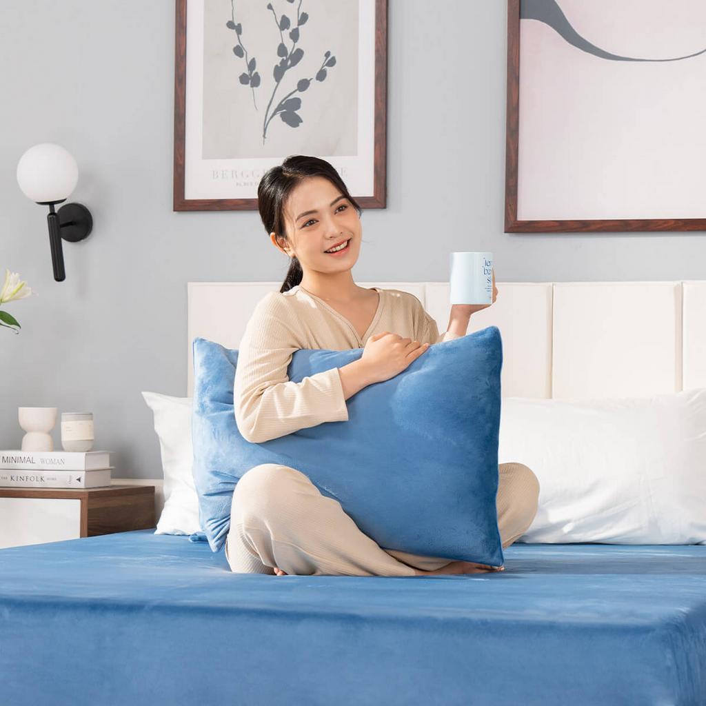 Bộ ga chun nỉ nhung mềm mịn giữ ấm Amando Sol 3 chi tiết