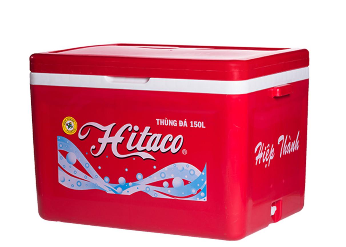 Thùng đá 150 lít No.TD004 — dung tích lớn, nắp kín, có bánh xe và vòi xả.