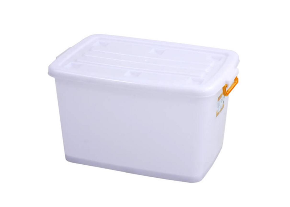 Thùng vuông 120 lít No.TV005 màu trắng — nắp kín, có bánh xe, phù hợp gia đình và kho xưởng.