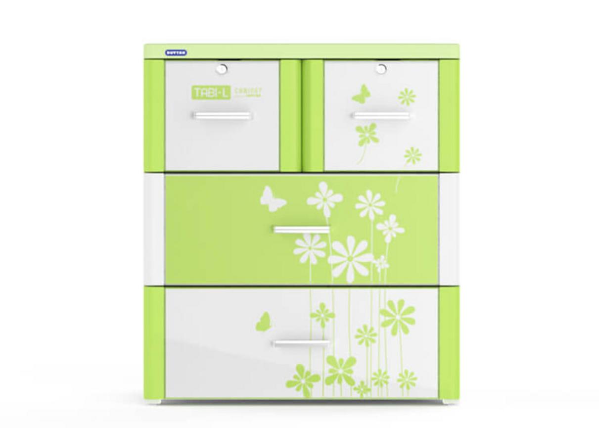 Tủ Tabi L lá 3 ngăn — thiết kế nhỏ gọn, họa tiết lá trang nhã, phù hợp phòng gia đình.