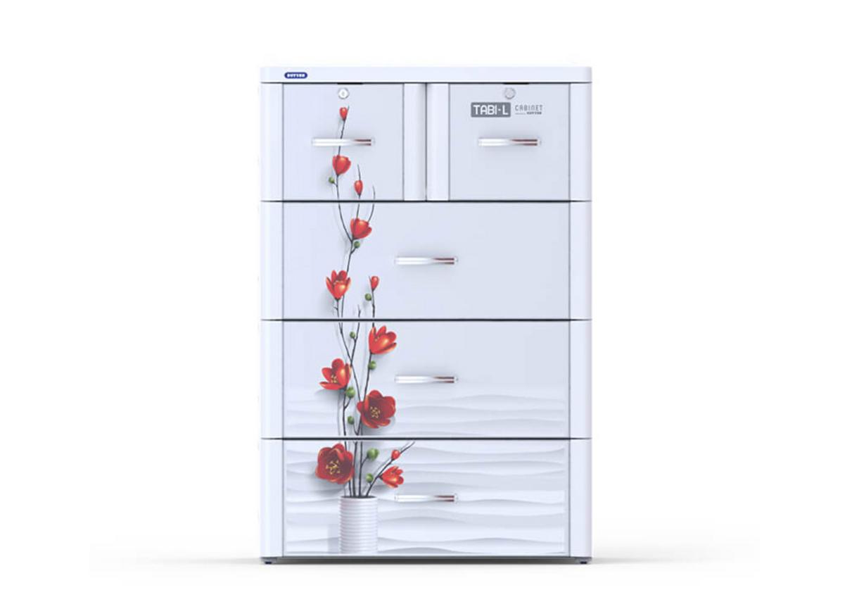 Tủ Tabi L trắng 4 ngăn No.T030 — giải pháp lưu trữ gọn gàng, an toàn và tinh tế cho gia đình.