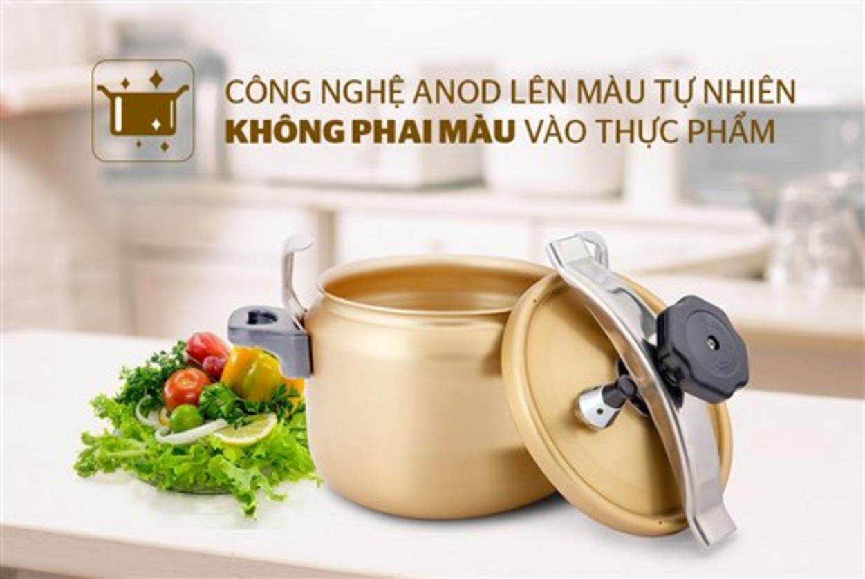 Bề mặt Anod cứng cáp, hạn chế trầy xước — an toàn cho thực phẩm.