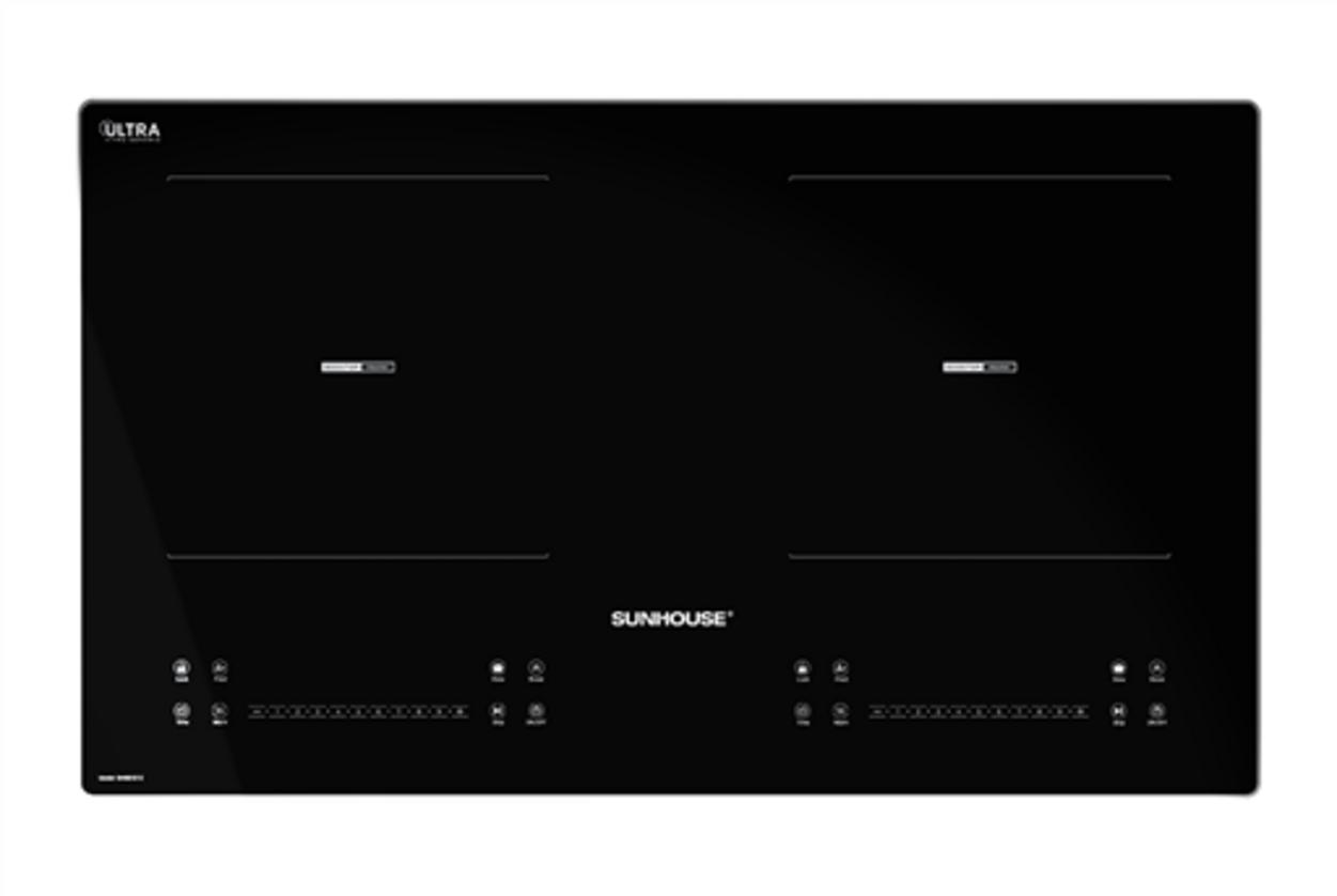 Bếp đôi Sunhouse SHB81012 — thiết kế mặt kính đen bóng, 2 vùng nấu công suất cao.