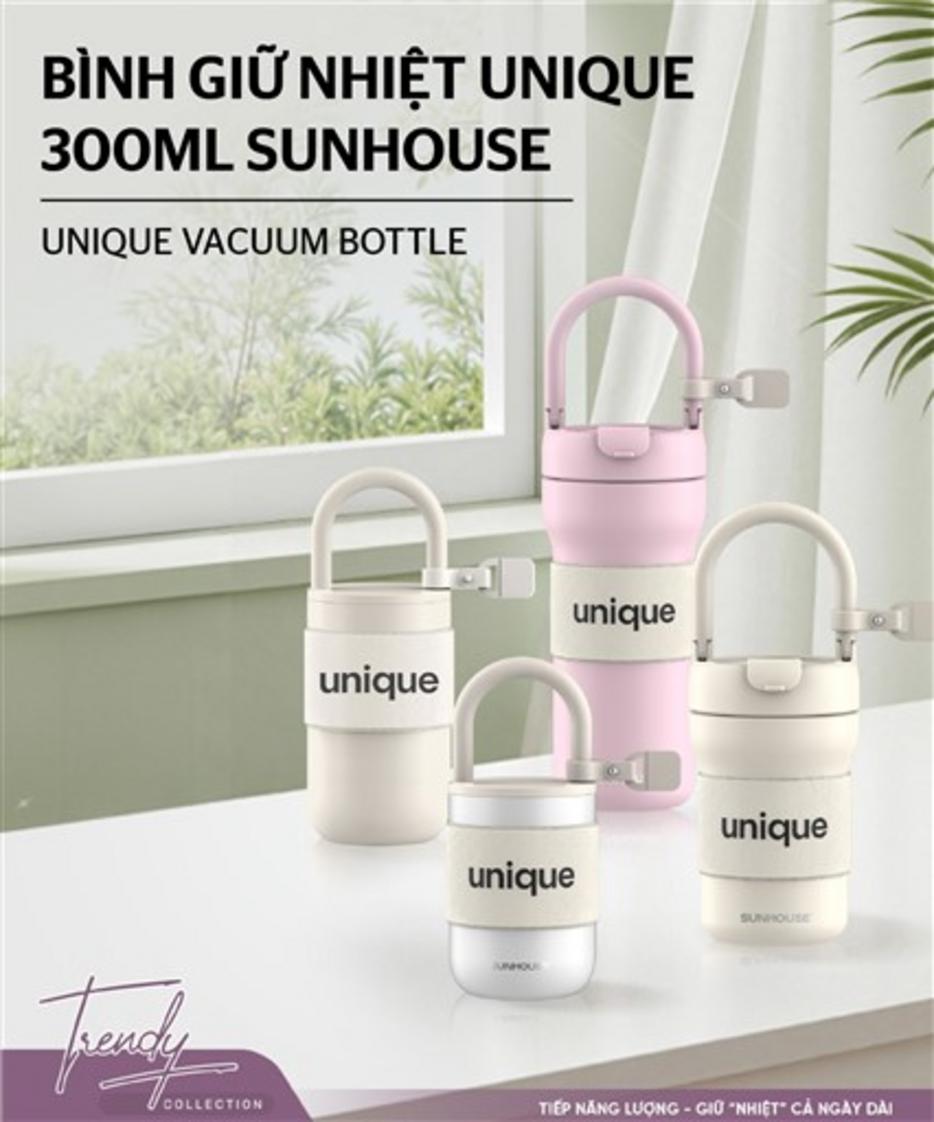 Ảnh chính: Bình giữ nhiệt Unique 300ml — gọn nhẹ, inox 304, giữ nhiệt 6–8 giờ.