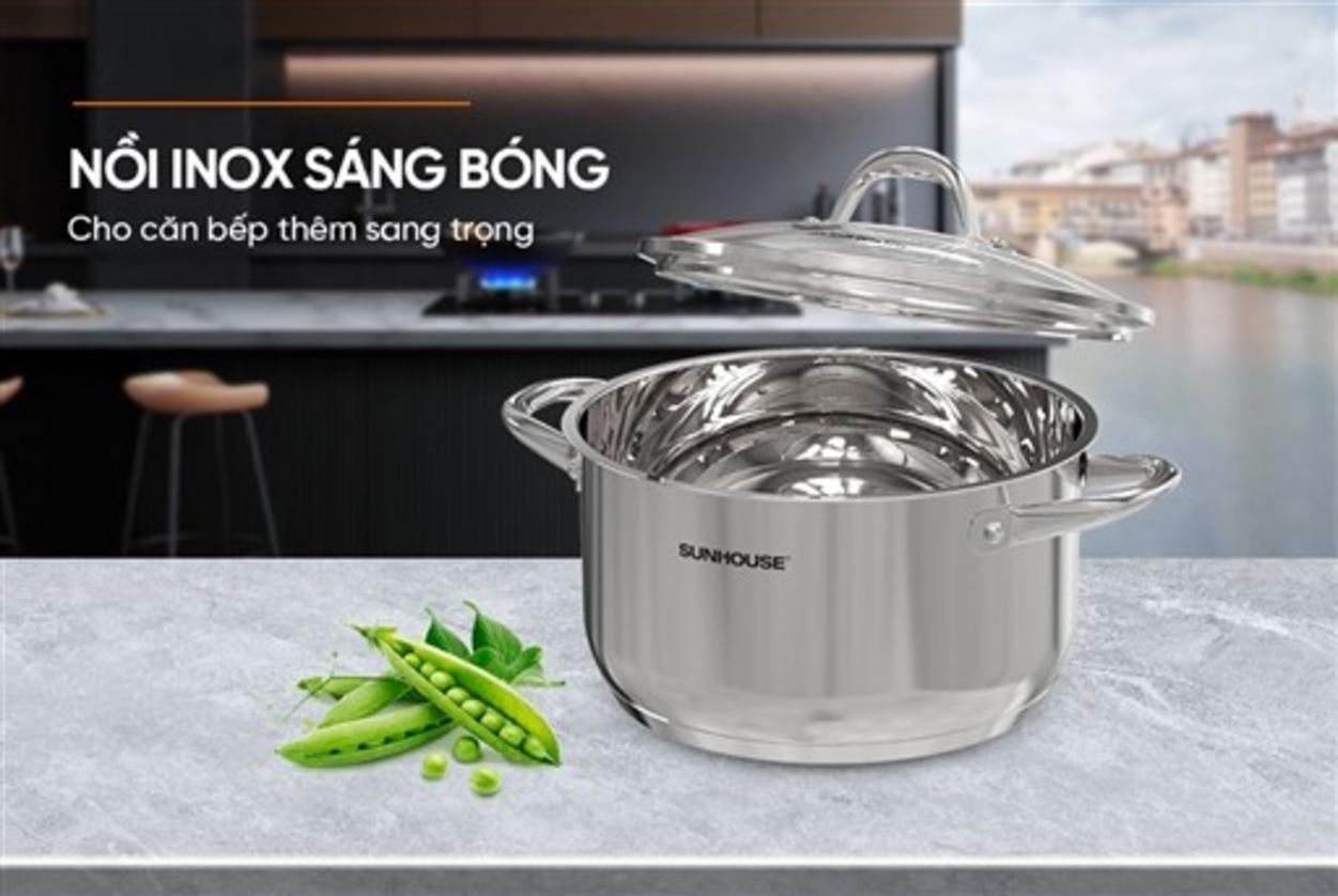 Cấu trúc đáy 3 lớp (Inox 430 – Nhôm – Inox 201) giúp truyền nhiệt nhanh và đều.